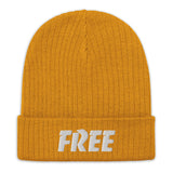 Motivational beanie "FREE" Ribbed knit beanie