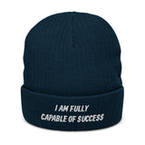 Motivational Beanie "I am fully capable of success" Ribbed knit beanie