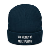 Inspirational Beanie "My Money is Multiplying" Ribbed knit beanie