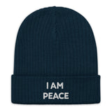 Law of Affirmational Beanie " I am Peace" Ribbed knit beanie