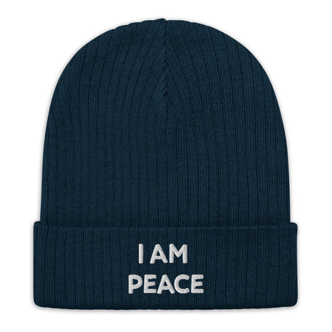Law of Affirmational Beanie " I am Peace" Ribbed knit beanie
