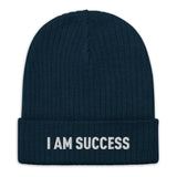 Motivational Beanie "I am Success" Ribbed knit beanie