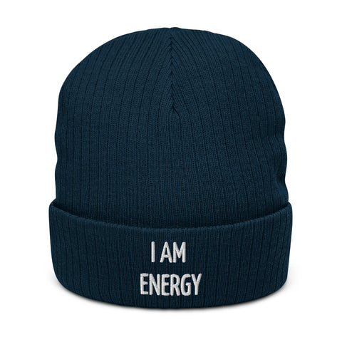 Motivational Beanie "I am Energy" Ribbed knit beanie