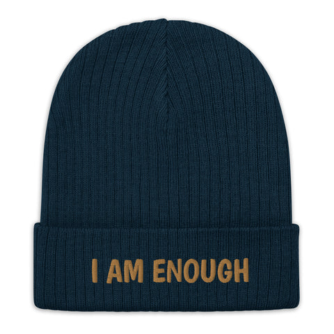 Positive Affirmation "I am Enough" Ribbed knit Beanie
