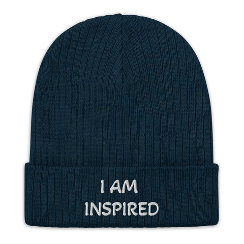 Positive Affirmation "I am Inspired" Ribbed knit beanie