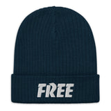 Motivational beanie "FREE" Ribbed knit beanie