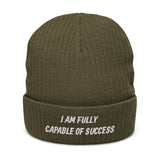 Motivational Beanie "I am fully capable of success" Ribbed knit beanie
