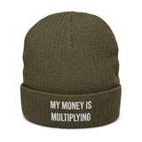 Inspirational Beanie "My Money is Multiplying" Ribbed knit beanie