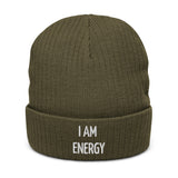 Motivational Beanie "I am Energy" Ribbed knit beanie