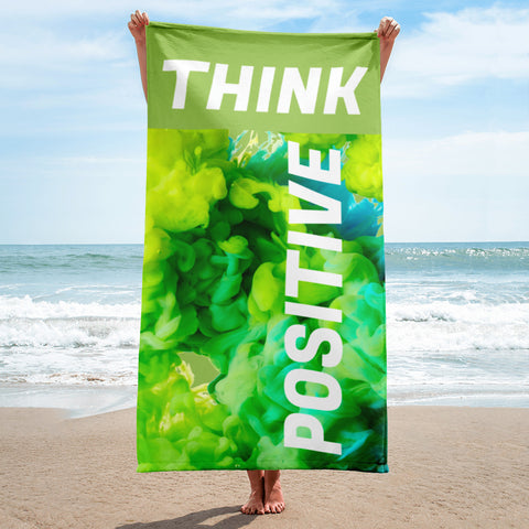 Motivational  Towel "THINK POSITIVE" Law of Affirmation Beach Towel
