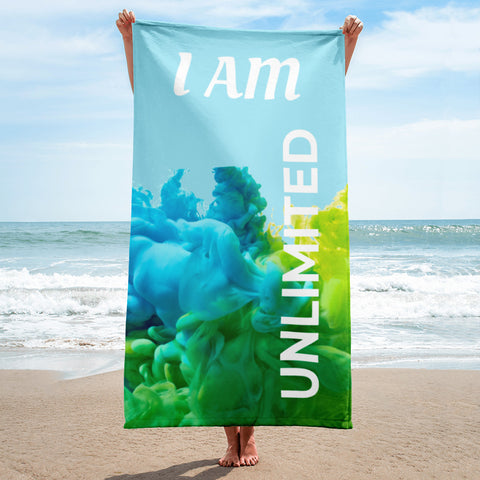 Motivational Towel "I AM UNLIMITED"  Law of Attraction Beach  Towel