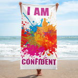 Motivational  Towel " I AM CONFIDENT"  Law of Affirmation Beach Towel