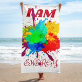 Motivational Towel "I AM ENERGY"  customized Law of Affirmation Beach Towel