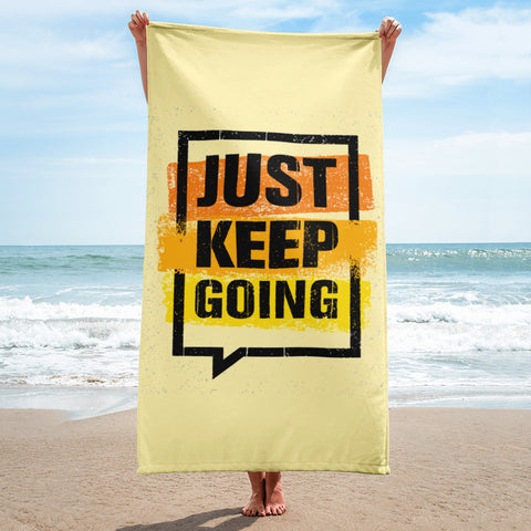 Motivational Towel "Just Keep Going" Inspiring Law of Affirmation Beach Towel