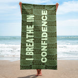 Motivational Towel "I Breathe In Confidence" Customized Law of Affirmation Beach Towel