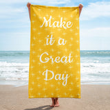 Motivational Towel "Make it a Great Day" Inspirational Law of Affirmation Customized Beach Towel