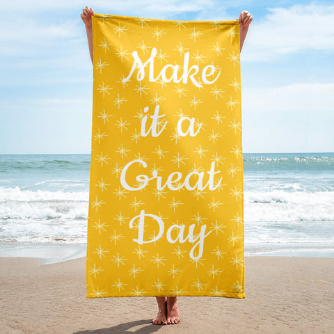 Motivational Towel "Make it a Great Day" Inspirational Law of Affirmation Customized Beach Towel