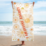 Motivational Towel "I AM DIVINE ENERGY"  Law of Affirmation Beach Towel