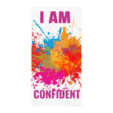 Motivational  Towel " I AM CONFIDENT"  Law of Affirmation Beach Towel