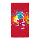 Motivational  Towel " I AM HAPPY"  Inspiring Law of Affirmation Beach Towel