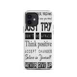 Motivational quote  iPhone case, Law of affirmation mobile phone case, Tough iPhone case "Just Try & others"