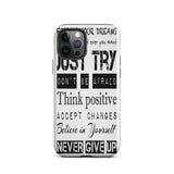 Motivational quote  iPhone case, Law of affirmation mobile phone case, Tough iPhone case "Just Try & others"