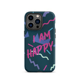 Motivational iPhone Case, Law of Affirmation Mobile Case, Tough iPhone case "I am Happy"