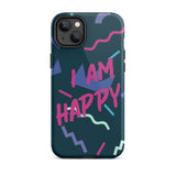 Motivational iPhone Case, Law of Affirmation Mobile Case, Tough iPhone case "I am Happy"