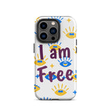 Tough iPhone Case, Motivational Mobile case, Durable Tough iPhone case "I am Free"