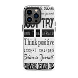 Motivational quote  iPhone case, Law of affirmation mobile phone case, Tough iPhone case "Just Try & others"