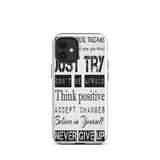 Motivational quote  iPhone case, Law of affirmation mobile phone case, Tough iPhone case "Just Try & others"