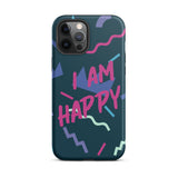 Motivational iPhone Case, Law of Affirmation Mobile Case, Tough iPhone case "I am Happy"