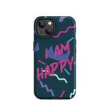 Motivational iPhone Case, Law of Affirmation Mobile Case, Tough iPhone case "I am Happy"