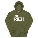 Motivational Hoodie " I AM RICH" Positive Law of affirmation  Unisex  Hoodie