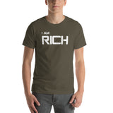 Motivational  T-Shirt. "I AM RICH" Law of Affirmation Short-Sleeve Unisex T-Shirt.