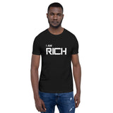 Motivational  T-Shirt. "I AM RICH" Law of Affirmation Short-Sleeve Unisex T-Shirt.