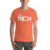 Motivational  T-Shirt. "I AM RICH" Law of Affirmation Short-Sleeve Unisex T-Shirt.