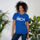 Motivational  T-Shirt. "I AM RICH" Law of Affirmation Short-Sleeve Unisex T-Shirt.