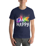 Motivational T-Shirt " I AM HAPPY" Inspiring Law of Affirmation Short-Sleeve Unisex T-Shirt