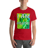 Motivational T-Shirt " I AM WEALTHY"  Inspiring Law of Affirmation Short-Sleeve Unisex T-Shirt