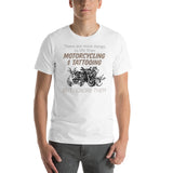 Funny Tattooing T-Shirt "Motorcycling & Tattooing"  Customized Short-Sleeve Unisex T-Shirt For Tattoo Lovers