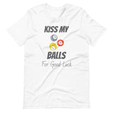 Funny Billiard T-Shirt "Kiss My Balls" Exclusive  Unisex T-Shirt for Snooker Player and Fans