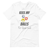 Funny Billiard T-Shirt "Kiss My Balls" Exclusive  Unisex T-Shirt for Snooker Player and Fans