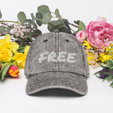 Motivational Hat "FREE" Inspirational Law of Affirmation Vintage Cotton Twill Cap