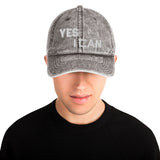 Motivational Cap " YES I CAN"  Law of Affirmation Embroidery Vintage Cotton Twill Hat
