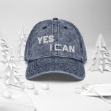 Motivational Cap " YES I CAN"  Law of Affirmation Embroidery Vintage Cotton Twill Hat