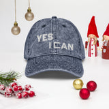 Motivational Cap " YES I CAN"  Law of Affirmation Embroidery Vintage Cotton Twill Hat
