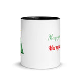 Christmas Coffee Mug "Merry and Bright" Holiday Season Gift Mug with Color Inside