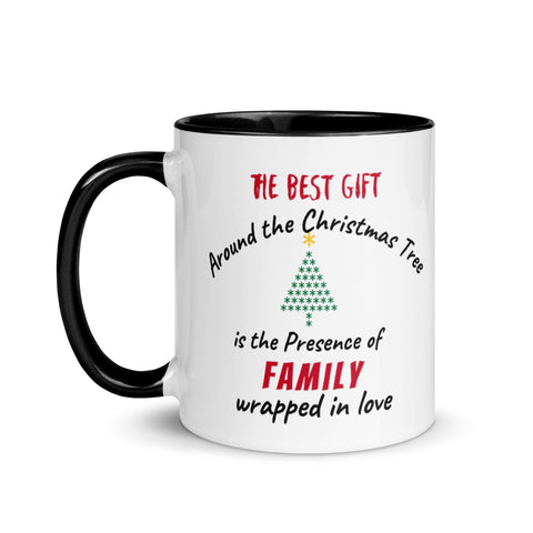 Christmas Gift Mug  "Best Gift Family" Holiday Season Coffee Mug  with Color Inside