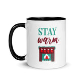 Christmas Coffee Mug "Stay Warm" Winter season Gift Mug with Color Inside